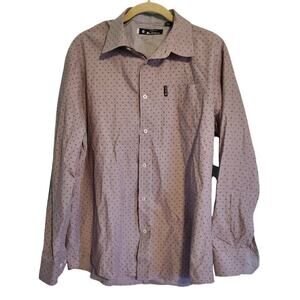 Ben Sherman Gray Umbrella Pattern Long Sleeve Casual Button Up Shirt Men's